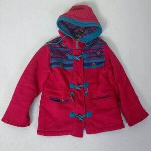 Vintage Arizona Jean Co Womens Hooded Toggle Jacket Pink Teal Size 10/12